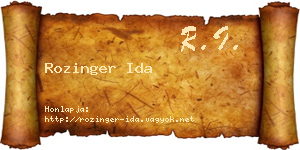 Rozinger Ida névjegykártya